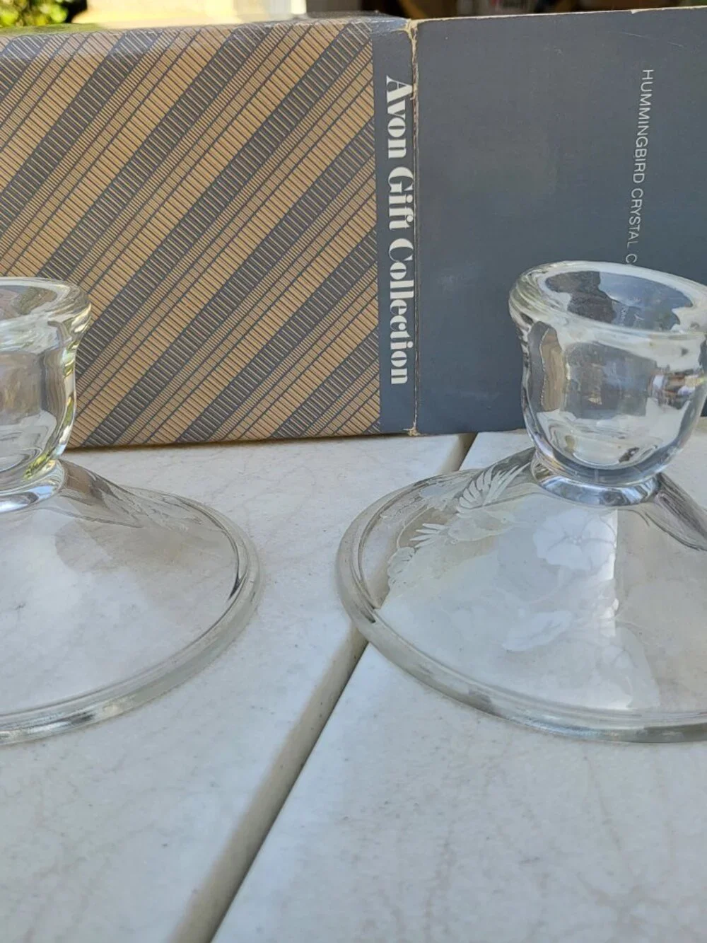 NWOT 6 Pieces Crystal & Ceramic Candle Holders Clear Floral, Never Used, Classic